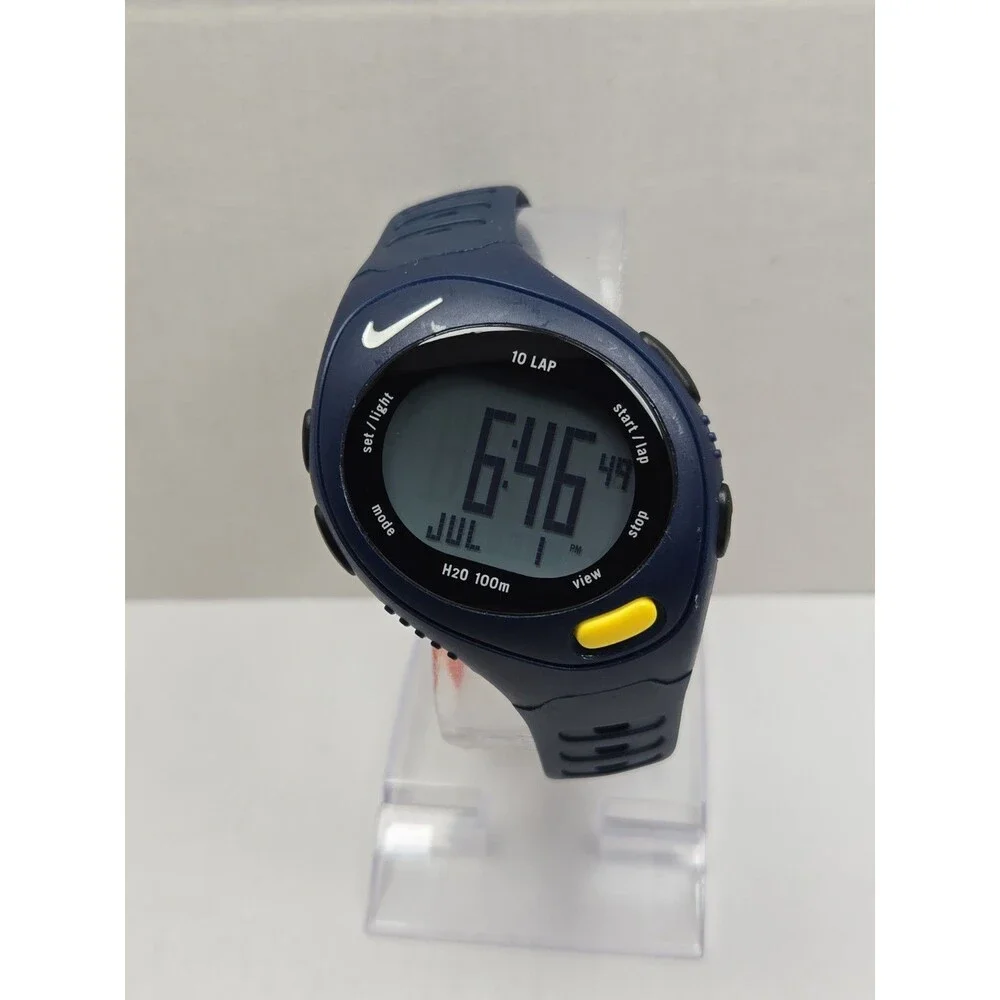 Nike Triax Speed 10 Bowerman WR0125 Blue Digital Watch 100M New Battery Y2K Rare